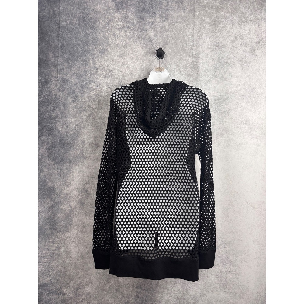 HOT TOPIC Women's Black Long Sleeve Fishnet Hoodie Size Juniors XL - Picture 5 of 7